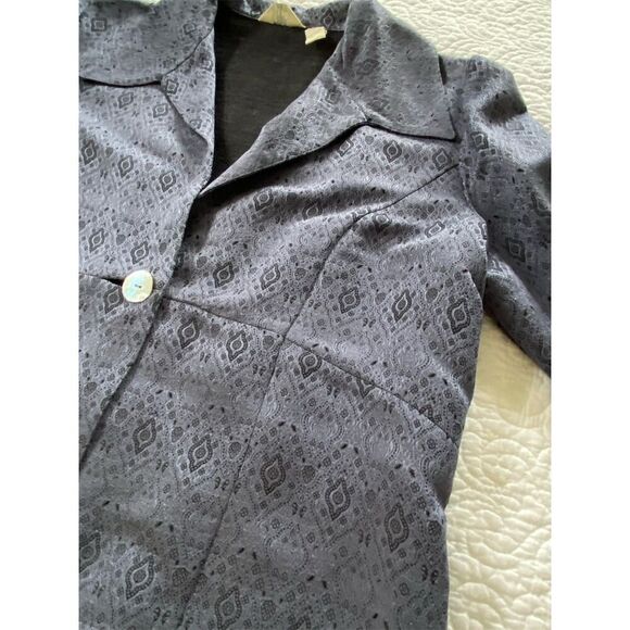 J. Jill Blue Silk Blend Geometric Cropped Blazer Size Medium Casual Formal - Picture 6 of 11